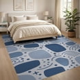 thumbnail image 3 of ODIKA 8'x10' Blue Abstract Geometric Rounded Shapes Washable Area Rug Flowing Forms Scattered Dots Rainbow Arcs for King Size Bedroom Under Bed, Master Suite, Non-Shedding, Easy Care, 3 of 7