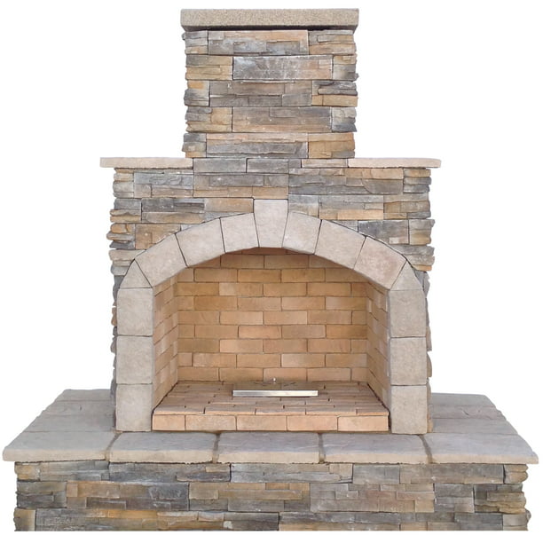 78 In Brown Cultured Stone Propane Gas, Cultured Stone Outdoor Fireplace