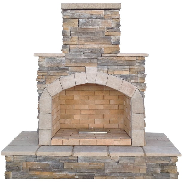 78 In Brown Cultured Stone Propane Gas Outdoor Fireplace Com 78 In Brown Cultured Stone Propane Gas, Cultured Stone Outdoor Fireplace
