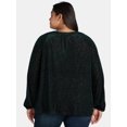 thumbnail image 4 of Terra & Sky Black Label Women's Plus Size Velvet Open Neck Blouse, 0X-5X, 4 of 5