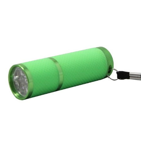 Ultra Bright 9 LED Flashlight - Glow in the Dark Water Resistant Rubber Coated Body + AAA Batteries