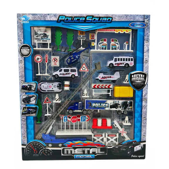 BIG DADDY 40 Piece Mini 911 Serve Protect Squad Unit Patrolling Trucks and Cars Accessories Playset