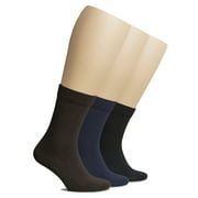 Hugh Ugoli Women Cotton Warm Winter Socks Crew with Seamless Toe, 3 Pairs, Dark Brown/Navy Blue/Black, Shoe Size: 6-9
