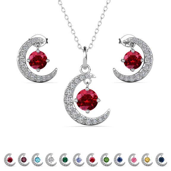 Cate & Chloe Luna January Birthstone 18k White Gold Plated Women jewelry Set, Swarovski Crystals