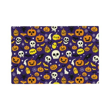 

Table Placemats Set of 6 - ghost pumpkins halloween 12x18 In Faux Linen Double Heat Resistant Place Mats Cloth Indoor/Outdoor Placemats Washable Table Mats for Dining Kitchen Party