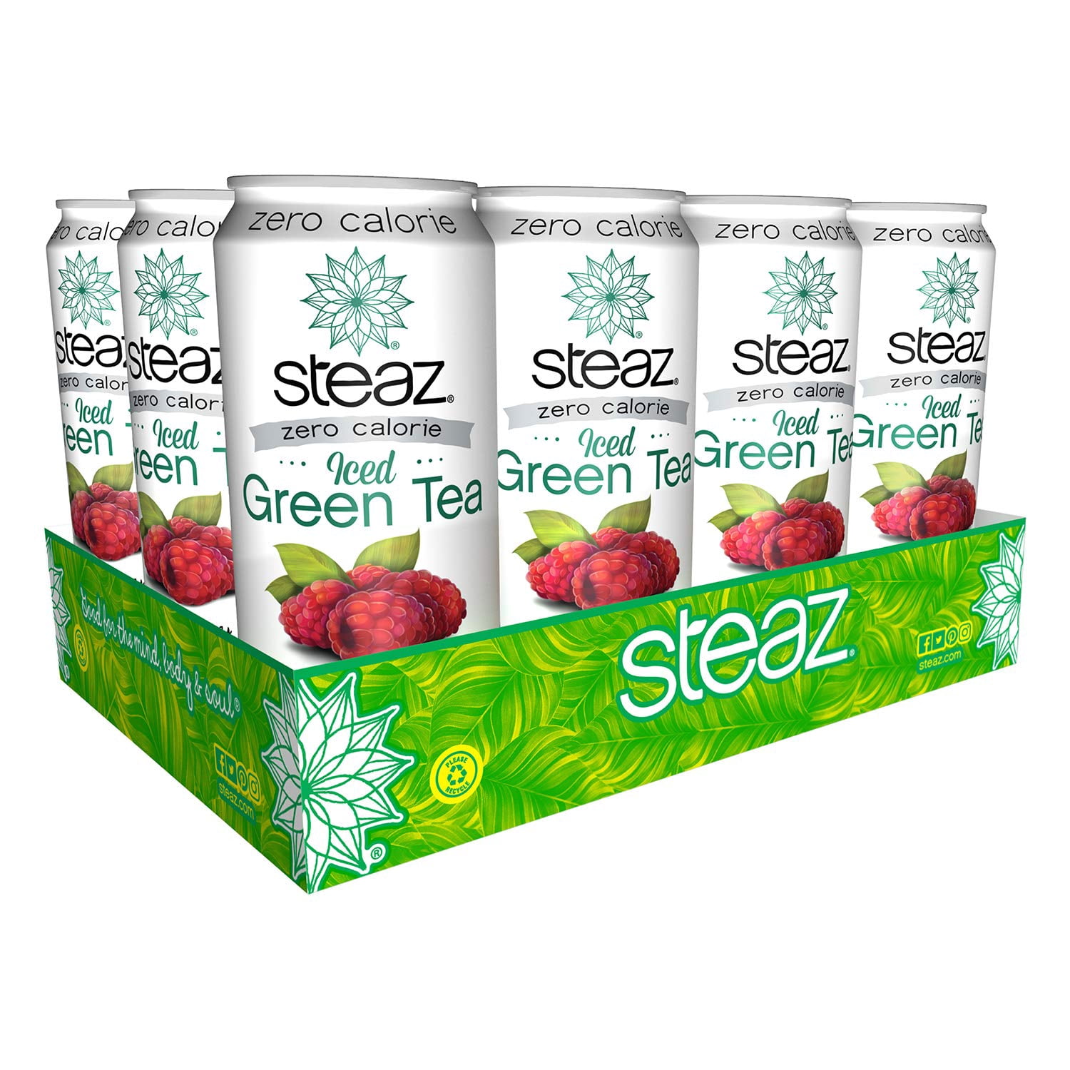 (12 Pack)Steaz Zero Calorie Green Tea - Raspberry, 16 fl oz.