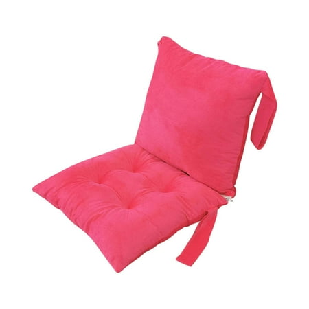 Integrated Seat and Back Cushion for Office Chair Car or Sofa Rectangular Design with Straps Rose Red
