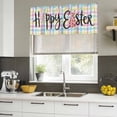 thumbnail image 4 of Easter Curtain Valances for Windows, Kitchen Valance Window Treatments Panel 2 Pack, Spring Leopard Printed Bunny Colorful Striped Rod Pocket Short Curtains for Bathroom Bedroom 42 x 18 Inch, 4 of 8