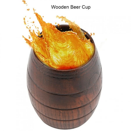 

Natural Wooden Beer Cup Retro Big Capacity Tea Milk Juice Classic Wood Drinking Mug Cups