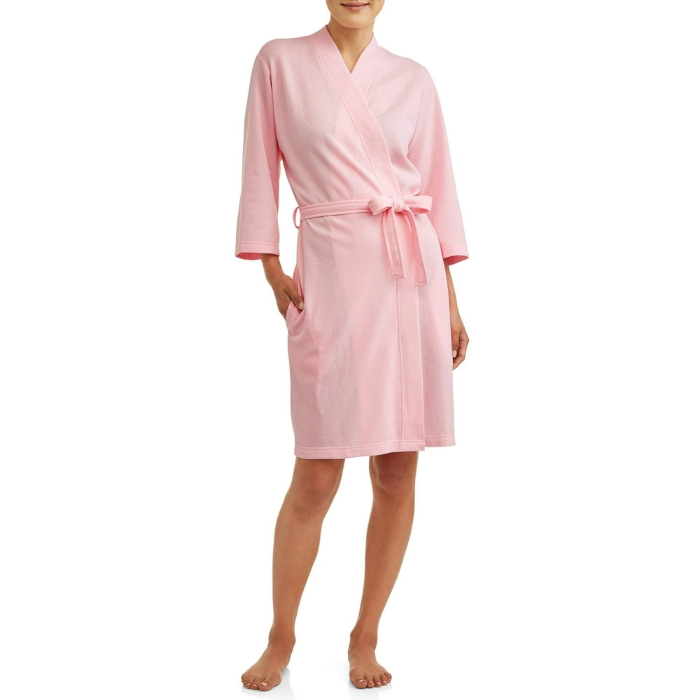 Lissome - Lissome Women's & Women's Plus 3/4 Sleeve Waffle Belted Robe ...