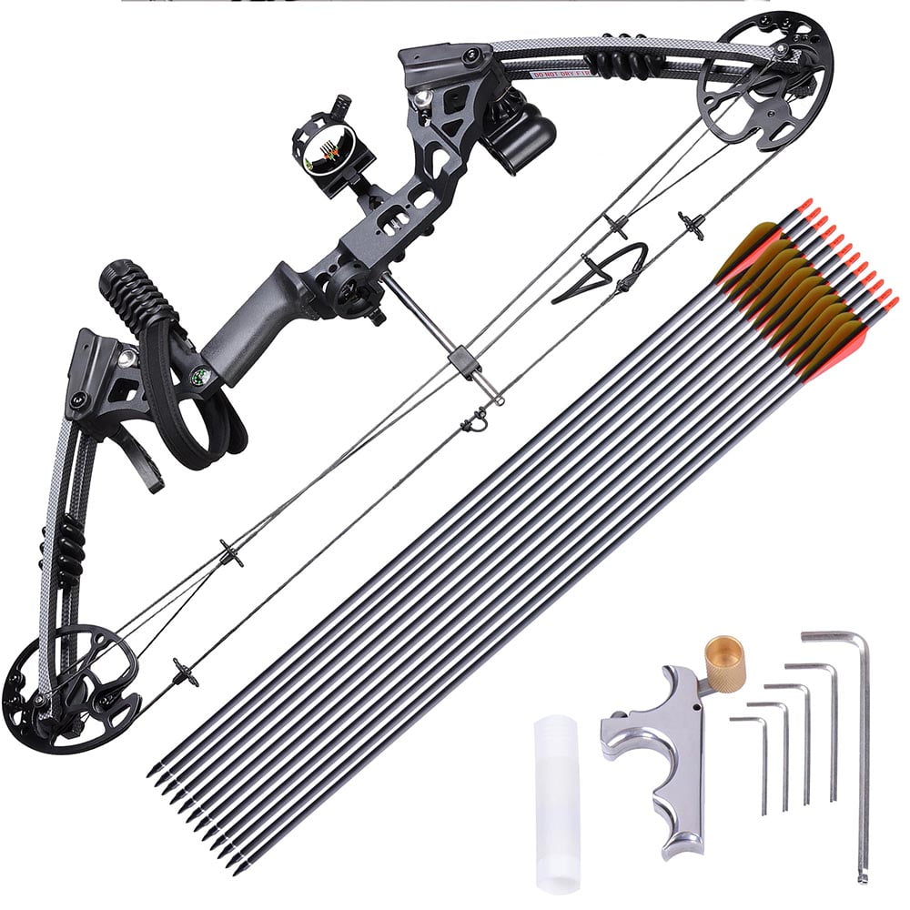 Archery Hunting Compound Bow Kit 20 to 70lbs Right Hand with 12pcs