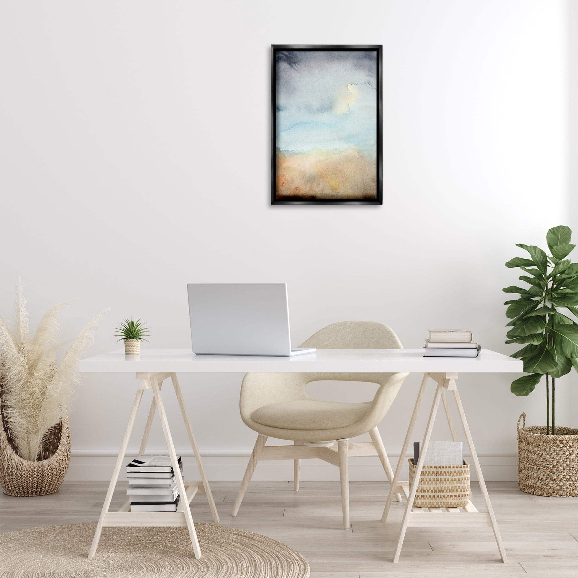Stupell Industries Soft Fluid Landscape Abstract Painting Black Floater Framed Canvas Art Print Wall Art, 17 x 25