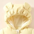 thumbnail image 5 of JFOPQVSM Baby Winter Snowsuit Bear Ear Hooded Padded Romper Fleece Lined Color Block Zipper Jumpsuit Infant Cold Weather Outfit, 5 of 7