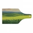 thumbnail image 1 of Yellow Cutting Board, Spring Landscape Wildflower Fields Sunrise Colorful Sky and Hills Valley Picture, Tempered Glass Cutting and Serving Board, Wine Bottle Shape, Yellow Green, by Ambesonne, 1 of 1