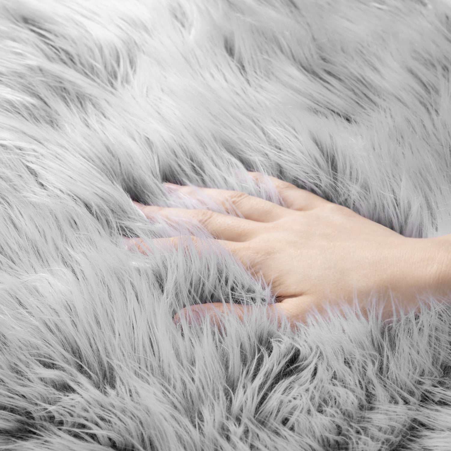 Deluxe Ultra Soft Faux Sheepskin Fur Series Fluffy Decorative Indoor Shag Area Rug, 2 x 6 Feet, Black and White, 1 Pack