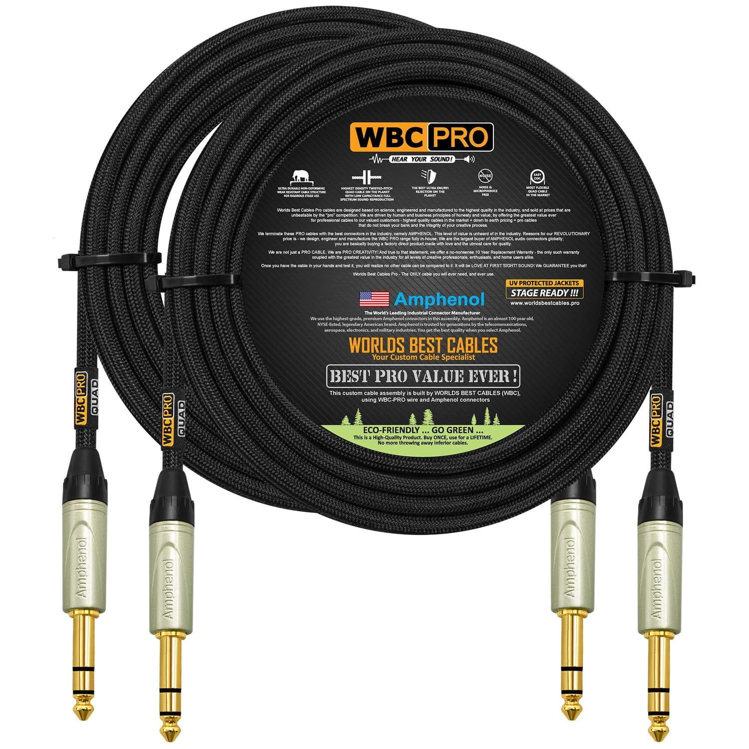 Amphenol RCA Cable 100ft WBC-PRO-Quad Subwoofer Cable | Star-Quad Design | Amphenol Gold RCA Connectors Ultra Flexible Speaker Wire - View #3