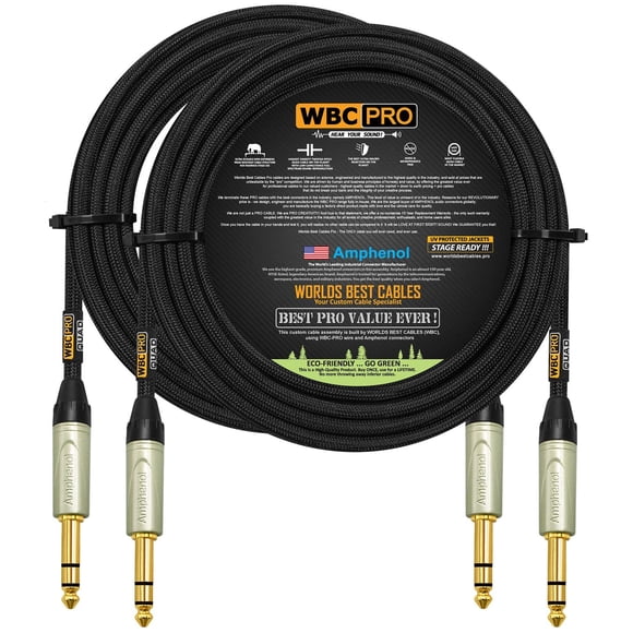 Cable TRS Estéreo WBC-PRO-Quad Negro Ultra Silencioso y Flexible con Conectores Amphenol de Oro 60 P