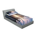 thumbnail image 2 of Ambesonne Forest Fitted Sheet & Pillow Sham Set, Sunset at Wintertime, Twin, Brown White, 2 of 2