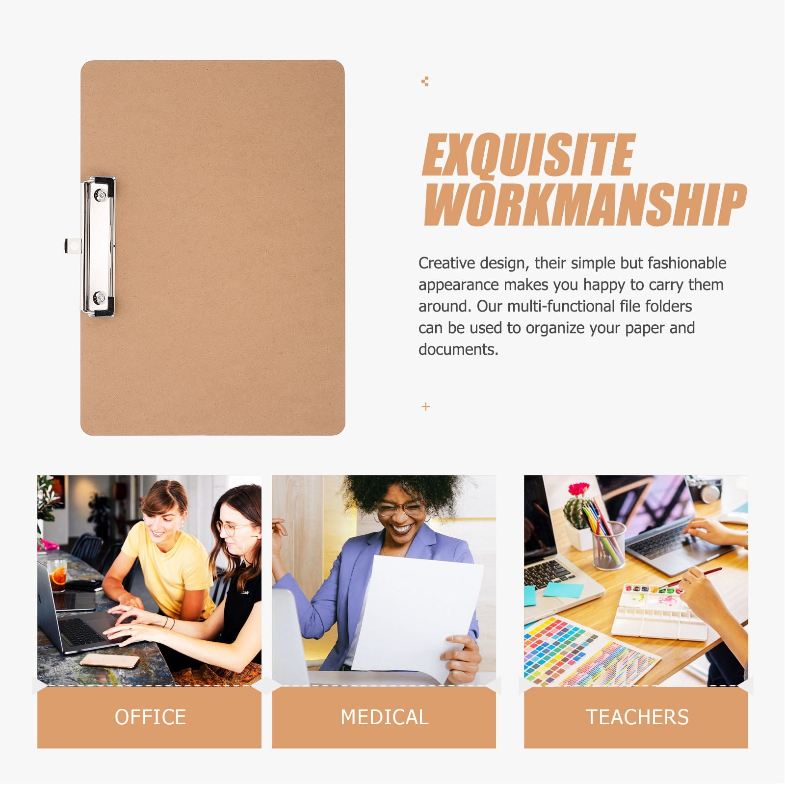 WHAMVOX 3Pcs Nurse Clipboard Portable Document Organizer for Work and School A4 Landscape
