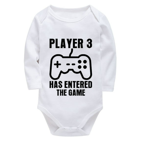 Player 3 Has Entered The Game Clothes for Newborn Baby Boys Long Sleeve Plain White Onesie White Baby Girl Going Home Outfit