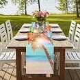 thumbnail image 4 of Coastal 36 Inch Table Runner, Ocean Palm Tree Summer Beach Purple Blue Farmhouse Dresser Scarf Cotton & Linen Tablerunner for Dining/Kitchen Island/Holiday Party Décor Small 13" x 36", 4 of 9