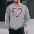 thumbnail image 2 of Men's Valentine's Sweatshirt Long Sleeve Crewneck Heart Print Pullover Loose Top for Romantic Gray M, 2 of 6