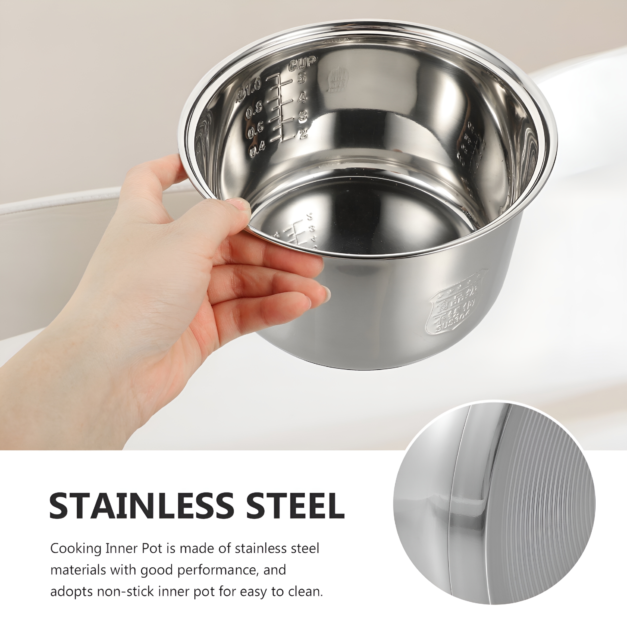 ACDANC 2026 New Stainless Steel Cookware Household Rice Cooker Inner Pot Professional Rice Cooker Pot Electric Cooker Accessory Rice Cooker Stainless Steel Inner Pot