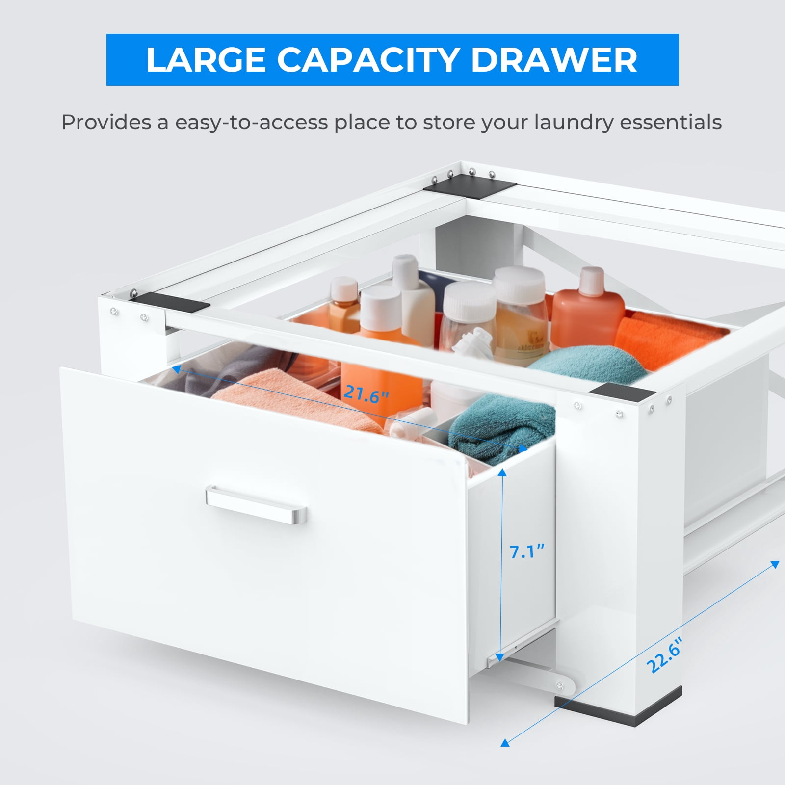 Dual Washing Machine Pedestals with Drawers 350Lb Heavy Duty Matalde 29" Laundry Pedestals 2 Sets Upgraded Design, Washer and Dryer Riser, White