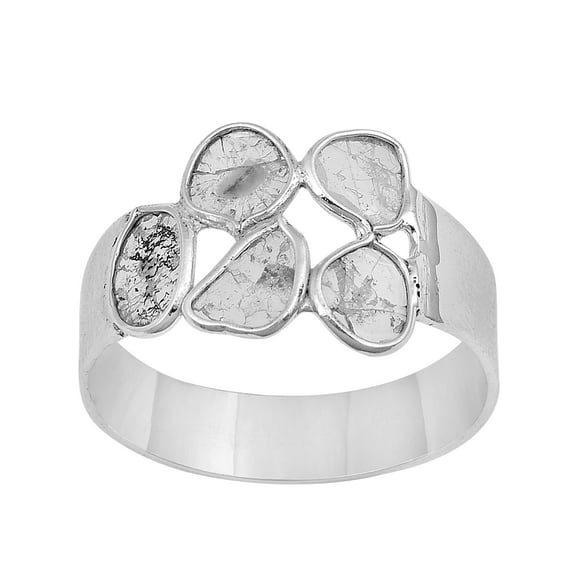 Mooneye 0.50 CTW Natural Diamond Polki Multi Band Ring 925 Sterling Silver Women Wedding Jewelry
