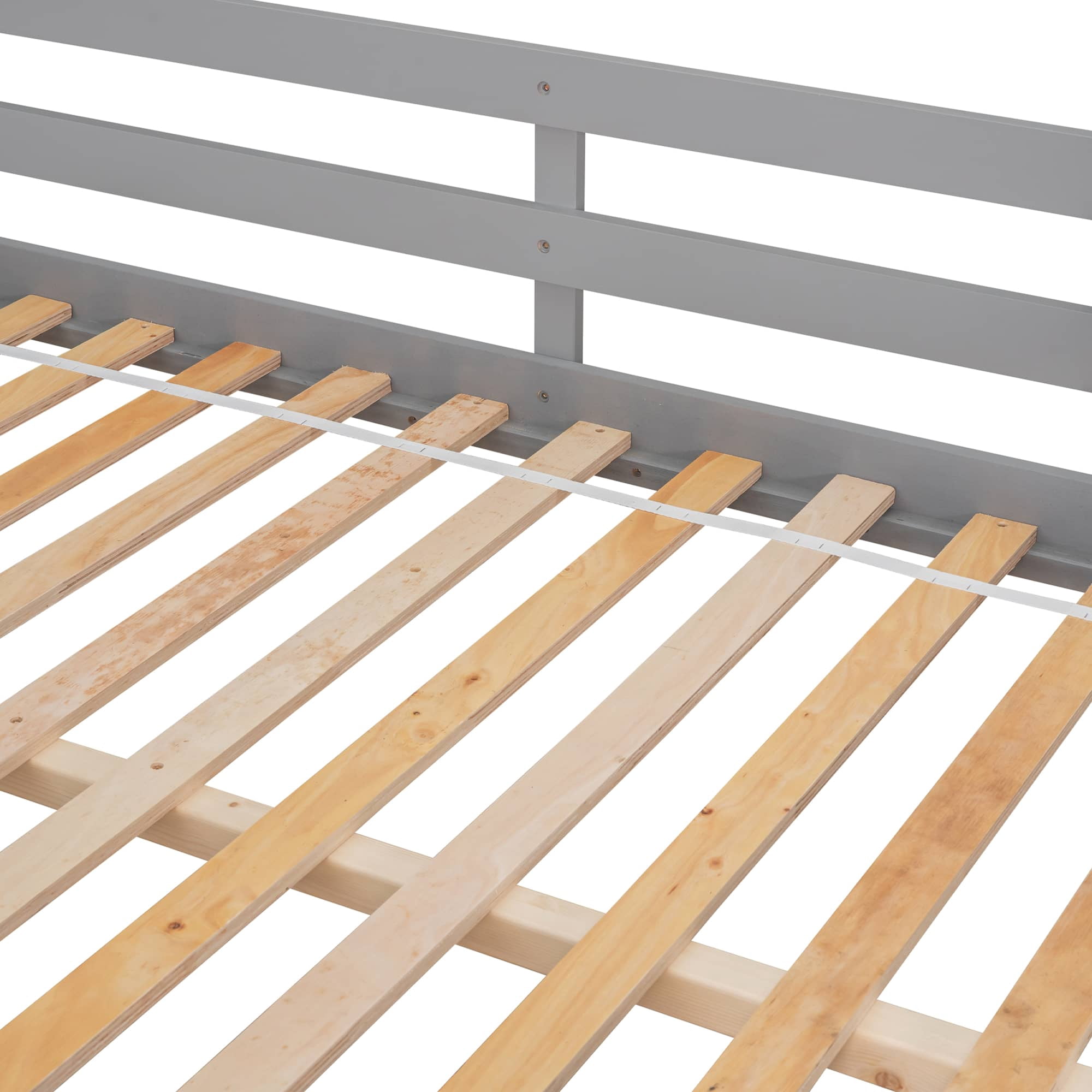 MAYEERTY Full Size Loft Bed with Ladder for Child, Grey