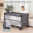 thumbnail image 2 of Bedside Bassinet, 5 in 1 Baby Bassinet Bedside Sleeper, Pack and Play with Diaper Changer/Mattress/Music, Bedside Crib with Storage, Baby Crib from Newborn to Toddler(Grey), 2 of 7