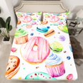 thumbnail image 2 of jejeloiu Sweet Doughnut Bed Sheets,Colorful Dessert Theme King Sheets,3D Cake Ice Cream Sheet Set For Girls Kids,Microfiber Bedroom Decor,4-Piece, 2 of 7