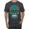 thumbnail image 1 of Wild Bobby Day Of The Dead Sugar Skull Pop Culture Men Graphic Tee, Charcoal, Large, 1 of 5