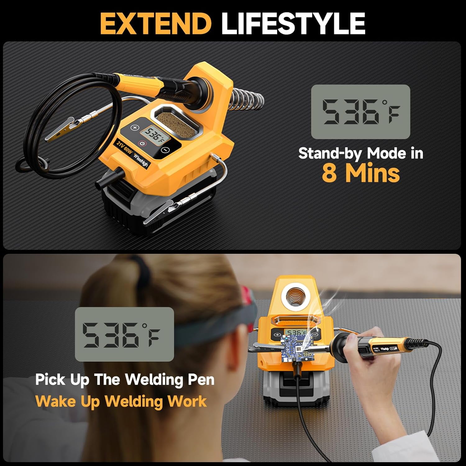 Cordless Soldering Station for Dewalt 20V Max Battery - Electric Digital LCD Display Soldering Iron Station Fast Heating Up Soldering Station for DIY, Appliance Repair (Battery Not Included)