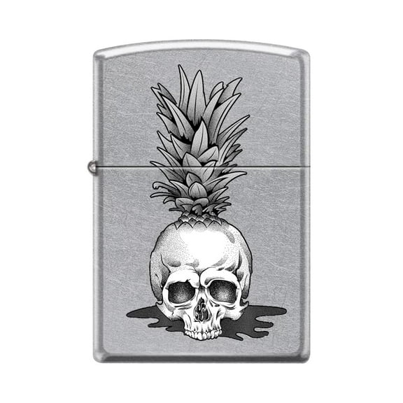 Zippo Lighter-Personalized Custom Message Engraved on Backside Pineapple Skull Street Chrome Windproof Lighter #Z5380