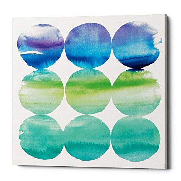 Epic Graffiti Summer Dots II Art Mural sur Toile Giclée, 26 Pouces x 26 Pouces, Bleu