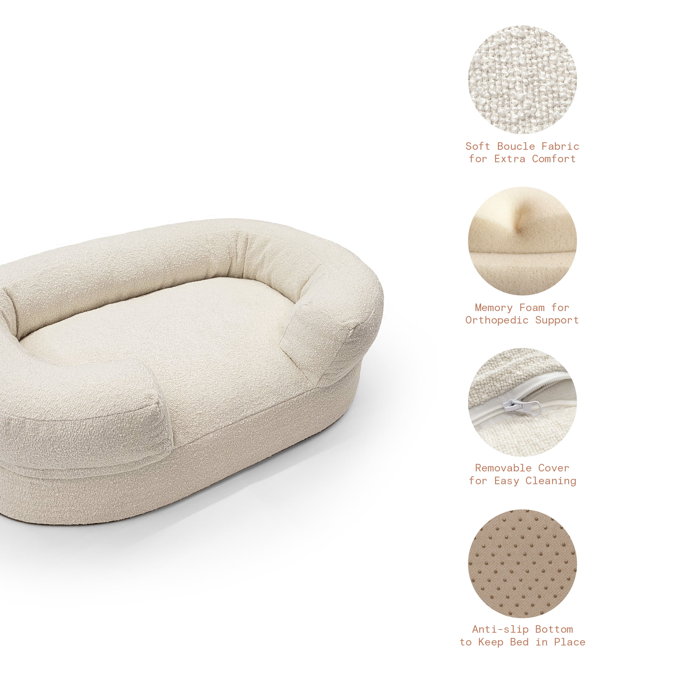 Beautiful Bolster Medium Pet Bed, 36 x 24 x 12in, Ivory by Drew Barrymore