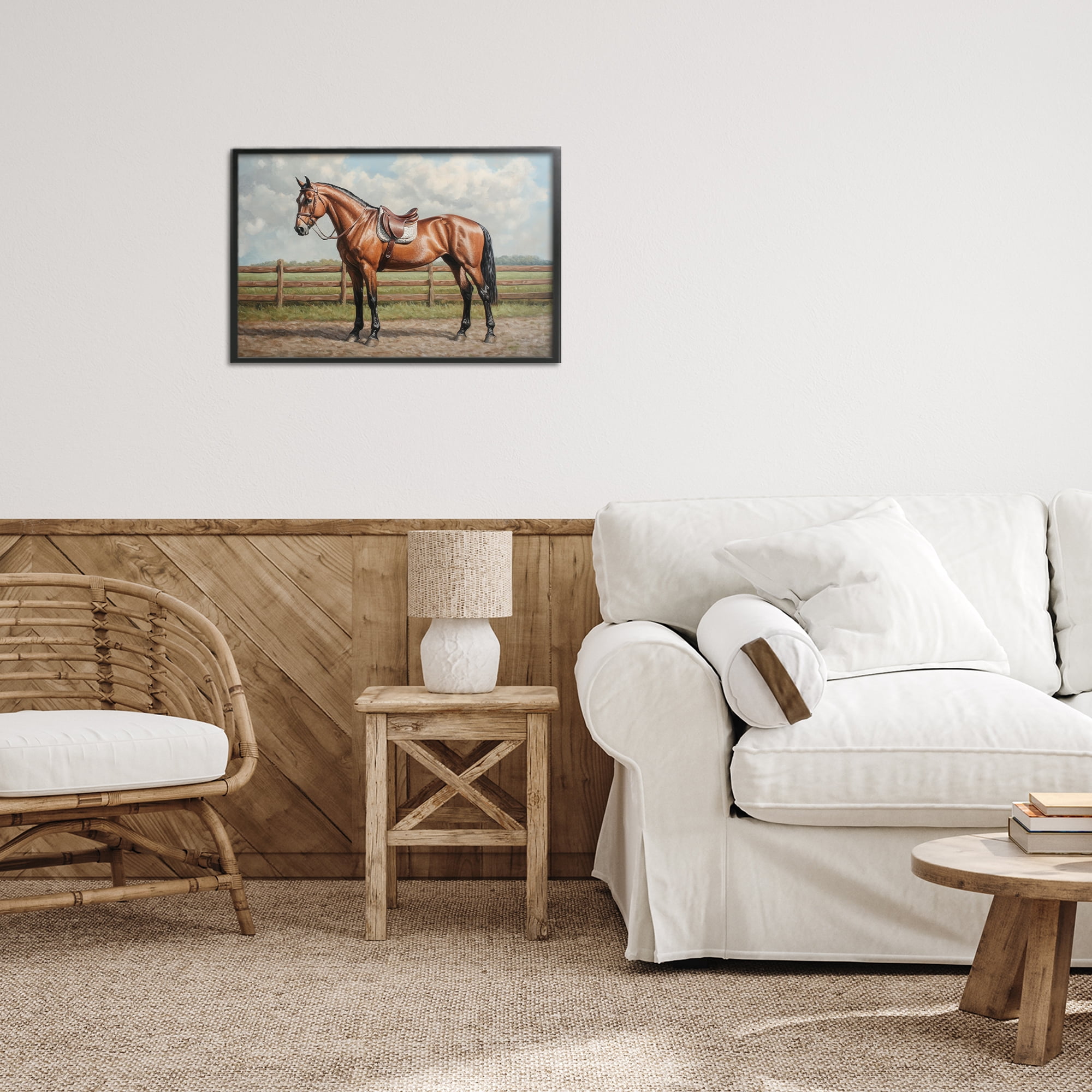 Stupell Industries Sunshine Pony on Farm Path Black Framed Giclee Art, design by Petal Prints Design