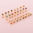 thumbnail image 3 of 12 Pairs Surgical Stainless Steel Flat Back Birthstone Cubic Zirconia Stud Earrings, Gold Plated Screw Back Round Star Heart Flower Hexagon Triangle CZ Stud Earrings Set, 3 of 8