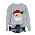 thumbnail image 5 of asdoklhq Christmas Tops for Women Christmas Women's Round Neck Hoodless Christmas Printed Casual Loose Sweatshirt Gray 2X, 5 of 6