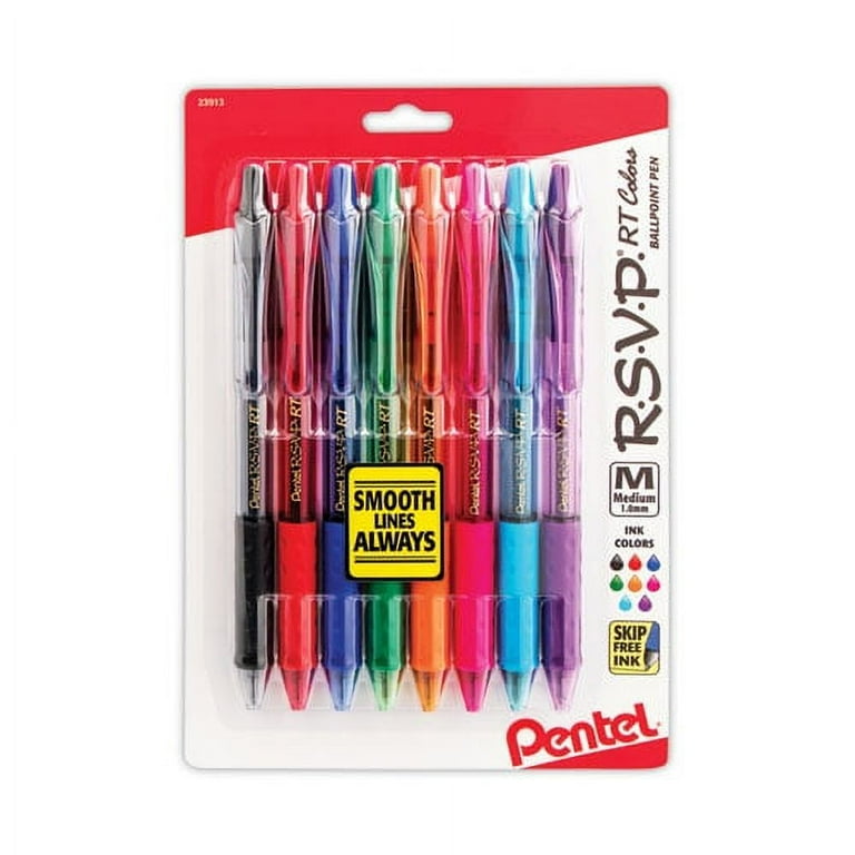 R.S.V.P. RT Ballpoint Pen, Retractable, Medium 1 mm, Assorted Ink Colors, Clear Barrel, 8/Pack R.S.V.P. RT Ballpoint Pen, Retractable, Medium 1 mm, Assorted Ink Colors, Clear Barrel, 8/Pack