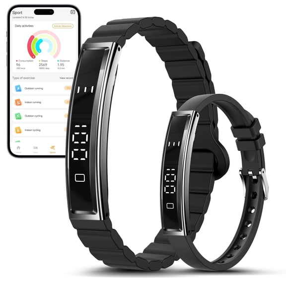 Smart Bracelet for Women Men, Health Activity Fitness Trackers, Sleep Tracker & 24/7 Heart Rate, Stress Monitor, Smart Wristband with Free APP 2 Bands, Birthday Gifts