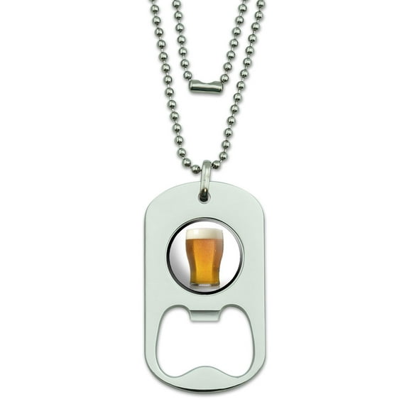 Glass of Beer Dog Tag Bottle Opener