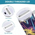 thumbnail image 4 of JSTEL Colorful Palm Leaf 40 oz Tumbler Stainless Steel Water Bottle Vacuum Insulated Cup with Straw Lid & Handle For Travel Car Cup Holder, 4 of 8