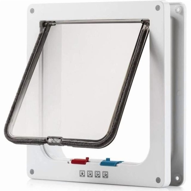 Grande Rabat pour Chat (Taille Externe 25cm x 24cm), Rabat pour Chat à Verrouillage 4 Directions, Facile à Installer et à Utiliser Blanc