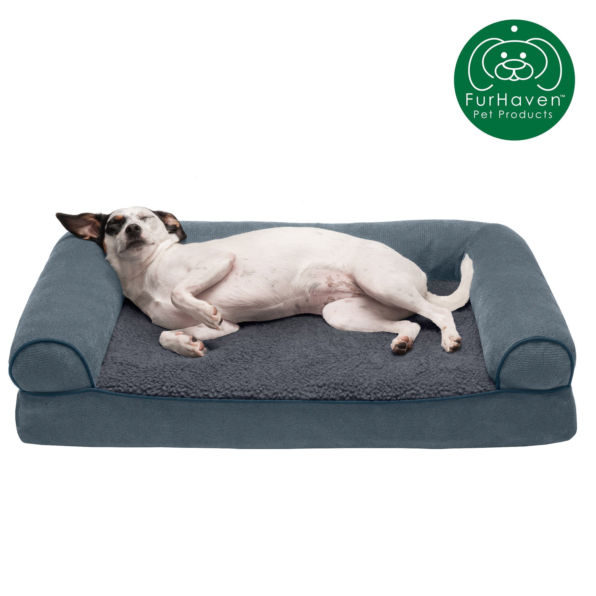 FurHaven Pet Products | Orthopedic Couch Pet Bed for Dogs & Cats, Orion Blue, Medium