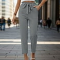 thumbnail image 2 of APEXFWDT Womens Casual High Waist Pencil Pants with Pockets Bow-Knot Cropped Paper Bag Pants for Work Lightweight Dress Pants, 2 of 6