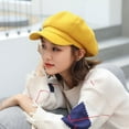 thumbnail image 6 of Winter Felt Beret for Women, Women Newsboy Hats, Retro Solid Color Fashion All-Match Newsboy Cap, Spring Yellow, 6 of 8