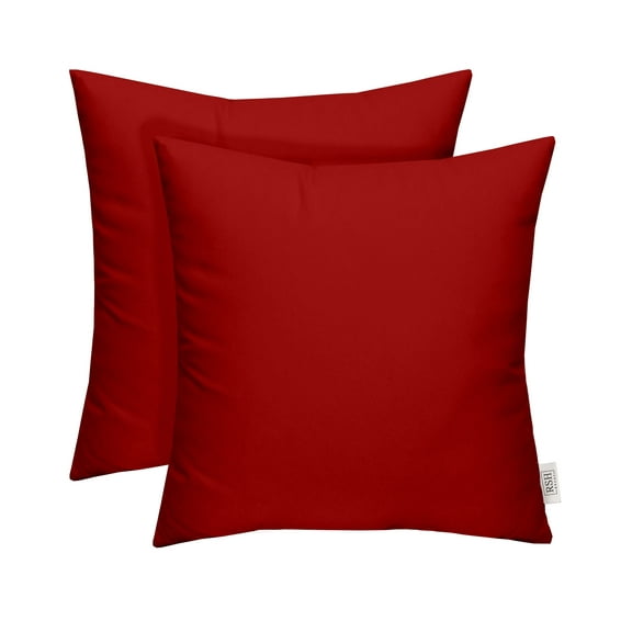 RSH Decor: 2 Square Throw Pillows | 20" x 20" | All-Weather Spun Fabric | Red