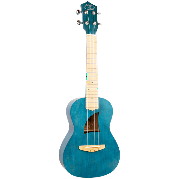 Eddy Finn Bamboo Beach Ukulele with Gig Bag, Transparent Blue Bamboo